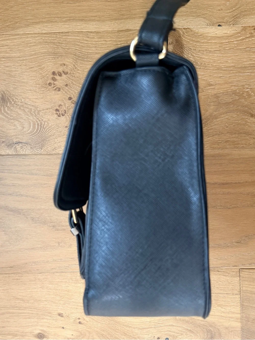 Rampage Retro Black Faux Leather Suede Satchel Messenger Crossbody Bag Laptop